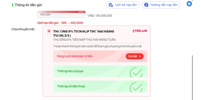 Chọn thêm khuyến mãi nạp tiền RR88 hợp lệ