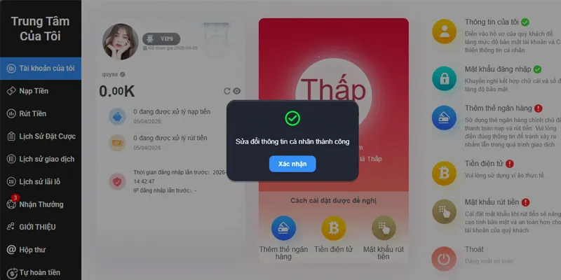 Update thông tin thành công
